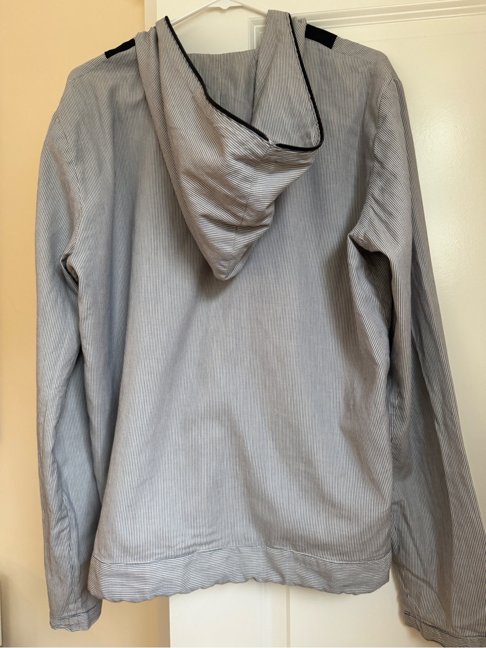 BALENCIAGA PARIS Striped Cotton-Silk Hooded Zip Jacket — Size 54 (Men’s L/XL) - Picture 2 of 10